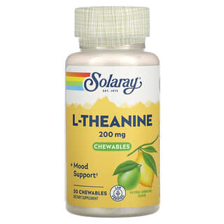 Solaray, L-teanina, limone e lime naturale, 200 mg, 30 compresse masticabili