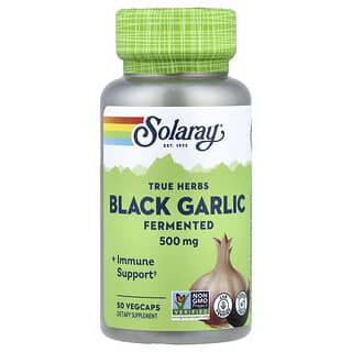 سولاراي‏, True Herbs ، الثوم الأسود ، مخمر ، 500 ملجم ، 50 كبسولة نباتية