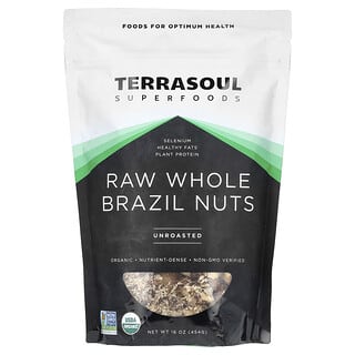 Terrasoul Superfoods, необработанные цельные бразильские орехи, необжаренные, 454 г (16 унций)