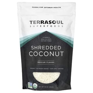 Terrasoul Superfoods, 슈레드 코코넛, 미디엄 플레이크, 454g(16oz)