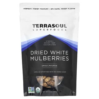 Terrasoul Superfoods, сушеная белая шелковица, несульфированный, 141 г (5 унций)