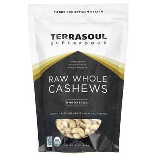 Terrasoul Superfoods, необработанные целые орехи кешью, необжаренные, 454 г (16 унций)