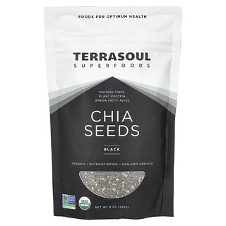Terrasoul Superfoods, семена чиа, черные, 226 г (8 унций)