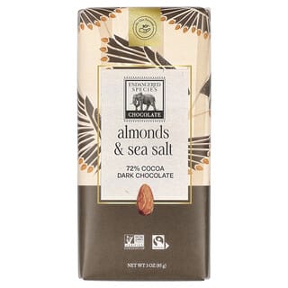 Endangered Species Chocolate, Amêndoas, Sal Marinho + Chocolate Amargo, 72% de Cacau, 85 g (3 oz)