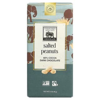 Endangered Species Chocolate‏, חטיף שוקולד מריר, בוטנים ממולחים, 60% קקאו, 85 גרם (3 אונקיות)