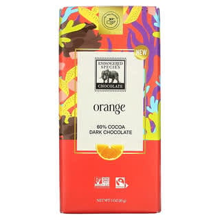 Endangered Species Chocolate, Dark Chocolate Bar, Orange, 60% Cocoa, 3 oz (85 g)