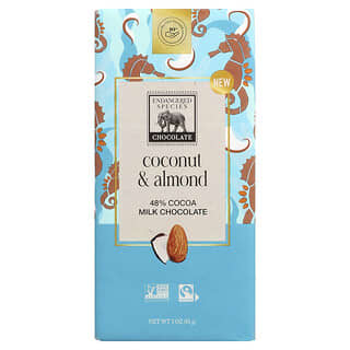 Endangered Species Chocolate, Плитка молочного шоколада, кокос и миндаль, 48% какао, 85 г (3 унции)