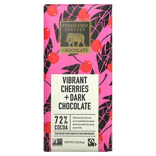 Endangered Species Chocolate, Vibrant Cherries + Dark Chocolate, 72% Cocoa, 3 oz (85 g)