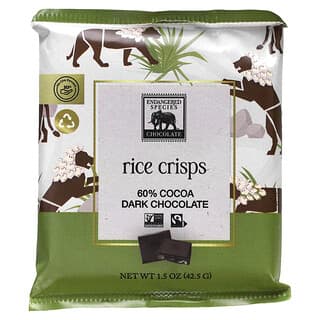 Endangered Species Chocolate, Rice Crisps, 60% Cocoa Dark Chocolate, 1.5 oz (42.5 g)