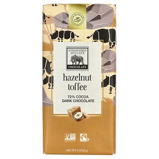 Endangered Species Chocolate, Hazelnut Toffee + Dark Chocolate, 72% Cocoa, 3 oz (85 g)