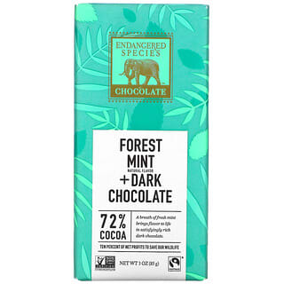 Endangered Species Chocolate, 森林薄荷+黑巧克力，72% 可可，3 盎司（85 克）