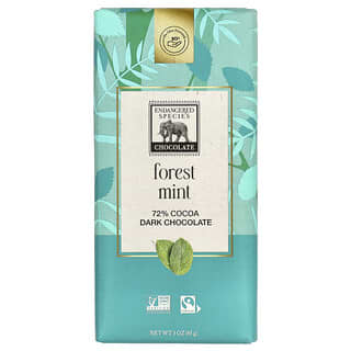 Endangered Species Chocolate, Menta di bosco e cioccolato fondente, 72% di cacao, 85 g
