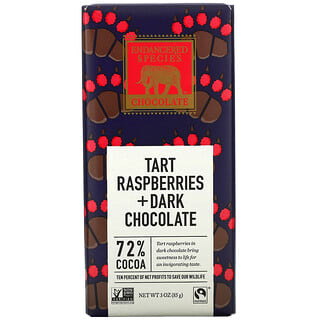 Endangered Species Chocolate, Tart Raspberries + Dark Chocolate Bar, 72% Cocoa, 3 oz (85 g)