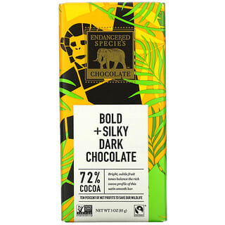 Endangered Species Chocolate, Темный шоколад Bold + Silky, 72% какао, 3 унции (85 г)
