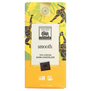 Endangered Species Chocolate, нежный тёмный шоколад, 72% какао, 85 г