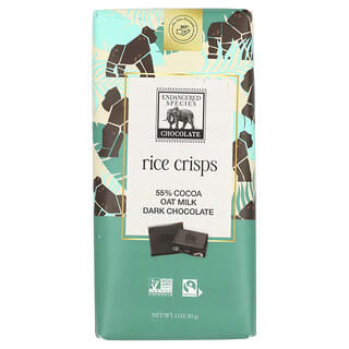 Endangered Species Chocolate, Croustillant de riz au lait d'avoine + Chocolat noir, 55 % de cacao, 85 g