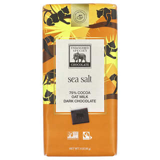 Endangered Species Chocolate, Oat Milk Dark Chocolate, Sea Salt, 75% Cocoa , 3 oz (85 g)