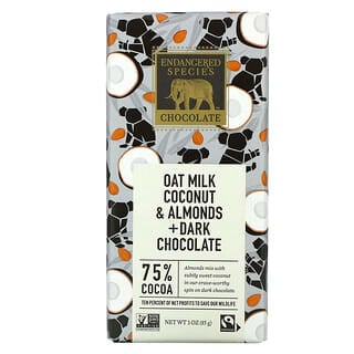 Endangered Species Chocolate, Oat Milk Coconut & Almond + Dark Chocolate, 75% Cocoa, 3 oz (85 g)