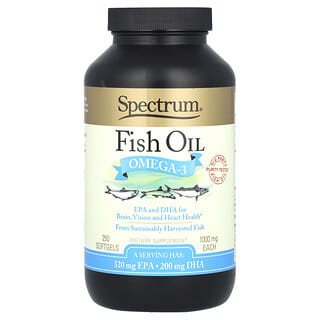 Spectrum Essentials, Huile de poisson, Oméga-3, 1000 mg, 250 capsules à enveloppe molle (500 mg par capsule à enveloppe molle)