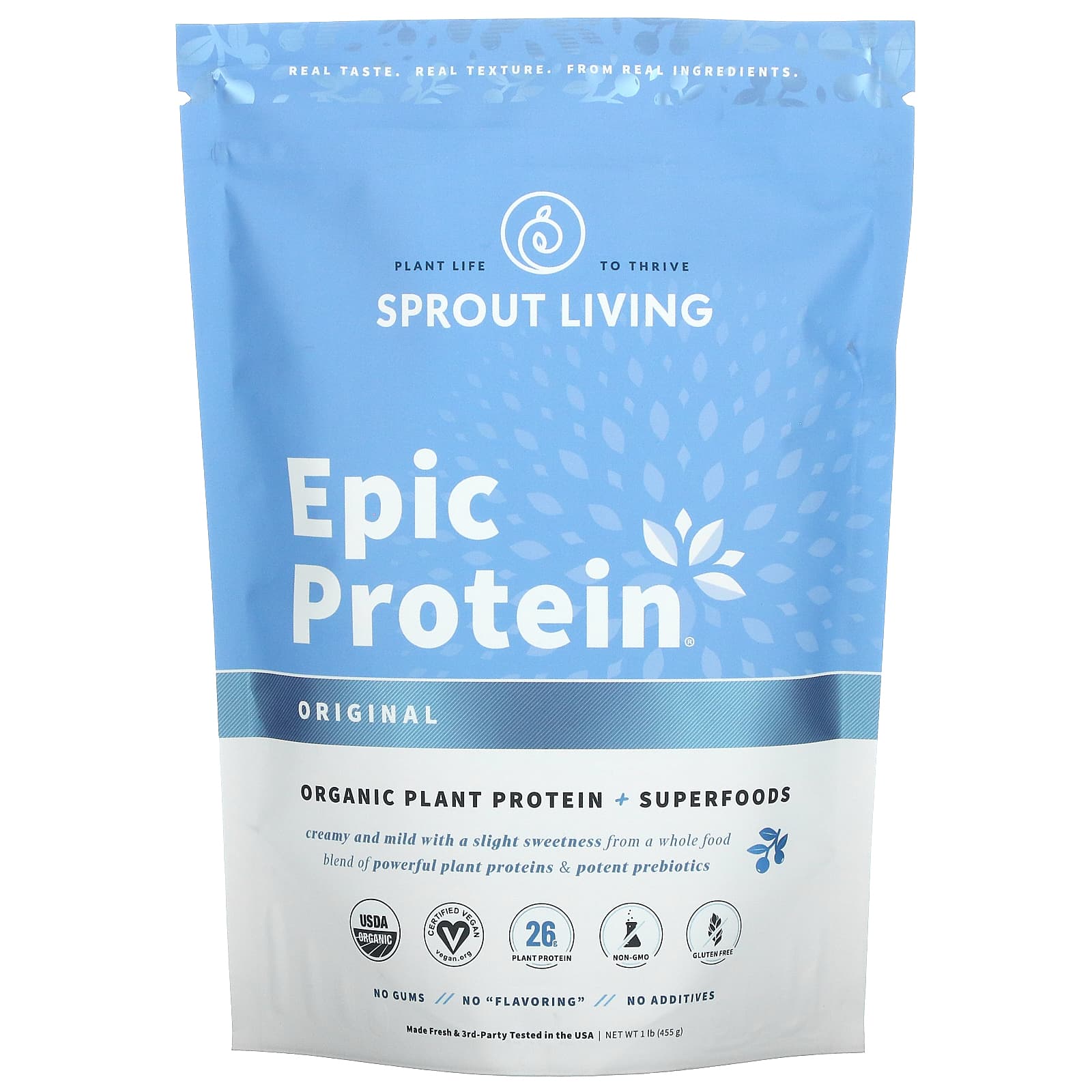 Sprout Living Epic Protein エピック プロテイン オーガニックプラントプロテイン スーパーフード オリジナル 無香料 455g