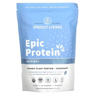 Sprout Living, Epic Protein، بروتين نباتي عضوي + أطعمة فائقة القيمة الغذائية، أصلي، 1 رطل (455 جم)