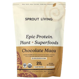Sprout Living, Epic Protein, Organic Plant Protein + Superfoods, Chocolate Maca, 456 g