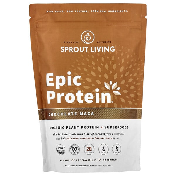 Epic Protein®, Organic Plant Protein + Superfoods, Chocolate Maca, 1 lb (456 g)