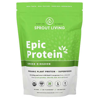 Sprout Living, Epic Protein®, Organic Plant Protein + Superfoods, Green Kingdom, 1 lb (456 g)