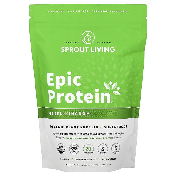 Epic Protein®, Organic Plant Protein + Superfoods, Green Kingdom, 1 lb (456 g)