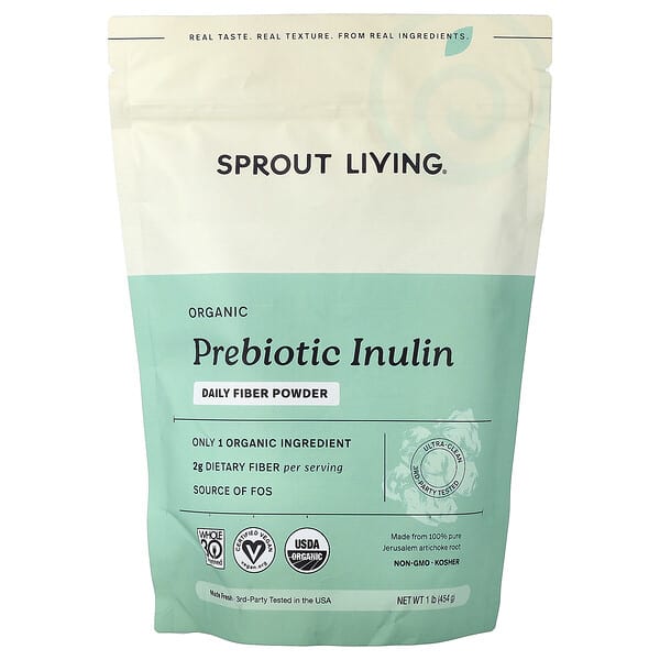 Sprout Living, Organic Prebiotic Inulin, Daily Fiber Powder, 1 lb (454 g) — product photo 1