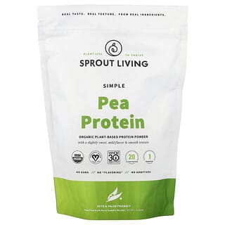 Sprout Living, Simple, 유기농 완두콩 단백질, 무맛, 454g(1lb)