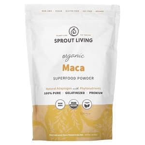 Sprout Living, Maca orgánica, Superalimento en polvo`` 450 g (1 lb)