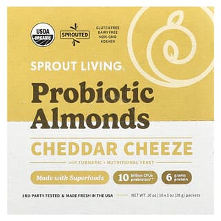 Sprout Living, Probiotic Almonds, Cheddar Cheeze, probiotische Mandeln, Cheddar Cheeze, 10 Päckchen, je 28 g (1 oz.).