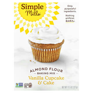 Simple Mills, Naturellement sans gluten, Préparation à la farine d'amandes, Cupcakes et gâteaux à la vanille , 11,5 oz (327 g)