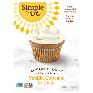 Simple Mills, 天然无麸质，杏仁粉，香草纸杯蛋糕和蛋糕，11.5盎司（327克）
