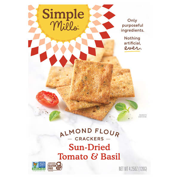Simple Mills, Almond Flour Crackers, Sun-Dried Tomato & Basil, 4.25 oz (120 g)