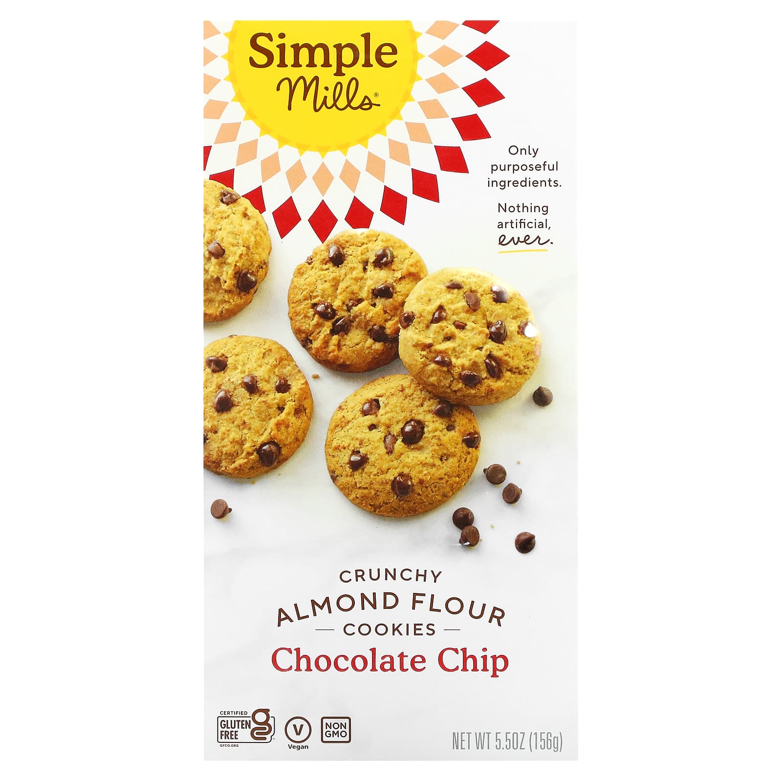 Simple Mills アーモンドパウダークッキー ザクザクした食感 チョコレートチップ 156g 5 5オンス