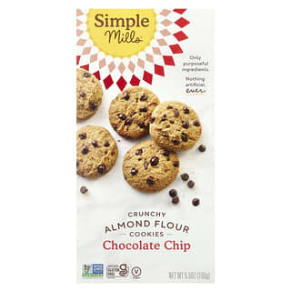 Simple Mills, Cookies Crocantes de Farinha de Amêndoa, Gotas de Chocolate, 156 g (5,5 oz)