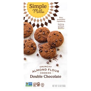 Simple Mills, Cookies Crocantes de Farinha de Amêndoa, Chocolate Duplo, 156 g (5,5 oz)