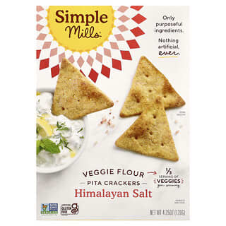 Simple Mills, Veggie Flour Pita Crisps, Himalayan Salt, 4.25 oz (120 g)