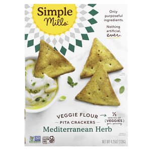 Simple Mills, Veggie Flour Pita Crackers, Mediterranean Herb, 4.25 oz (120 g)