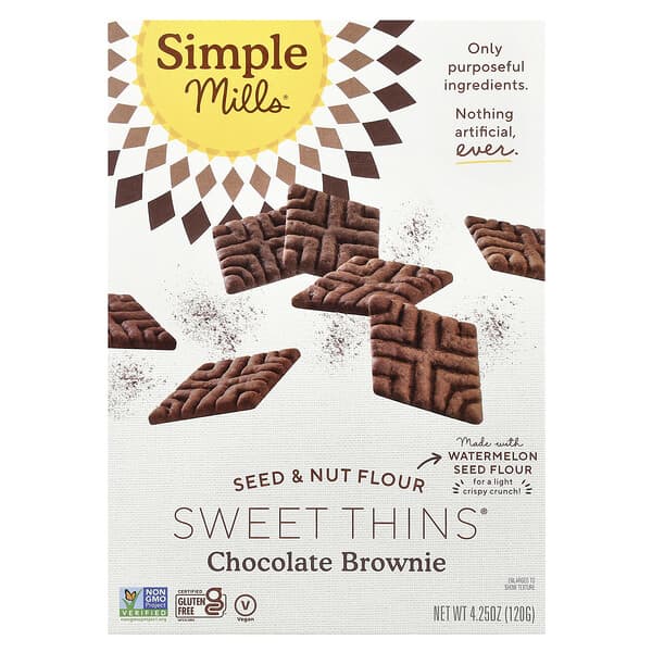 Simple Mills, Seed & Nut Flour Sweet Thins®，巧克力蛋糕味，4.25 盎司（120 克）