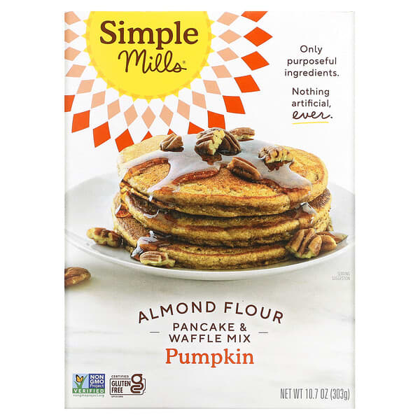 Simple Mills, Almond Flour Pancake & Waffle, Pumpkin, 10.7 oz (303 g)