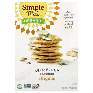 Simple Mills, Крекеры из органической муки, оригинальные, 4,25 унции (120 г)