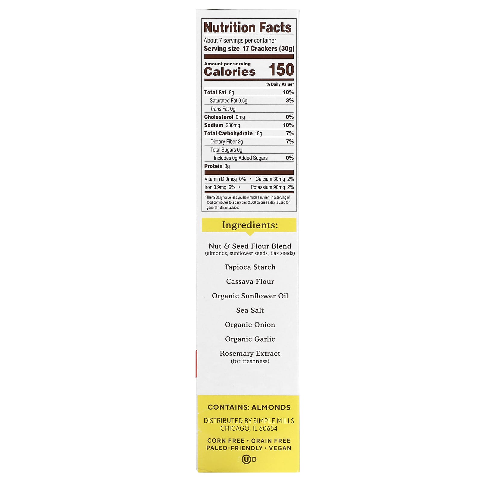 Simple Mills, Almond Flour Crackers, Fine Ground Sea Salt, Family Size