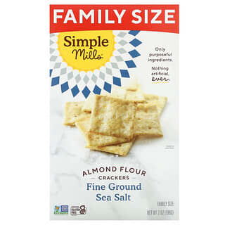 Simple Mills, Крекеры из миндальной муки, морская соль мелкого помола, семейная порция, 199 г (7 унций)
