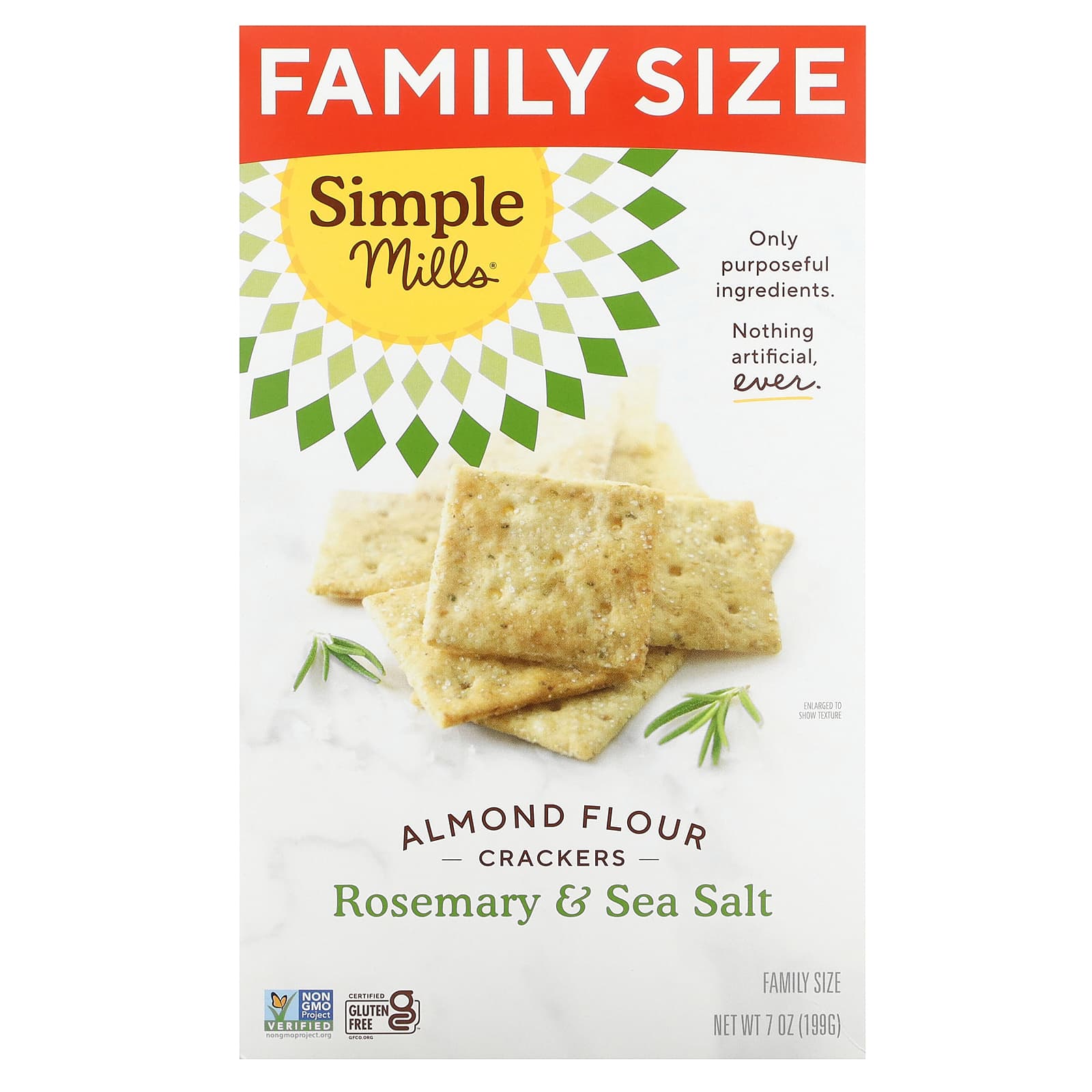 Simple Mills, Almond Flour Crackers, Rosemary & Sea Salt, Family Size