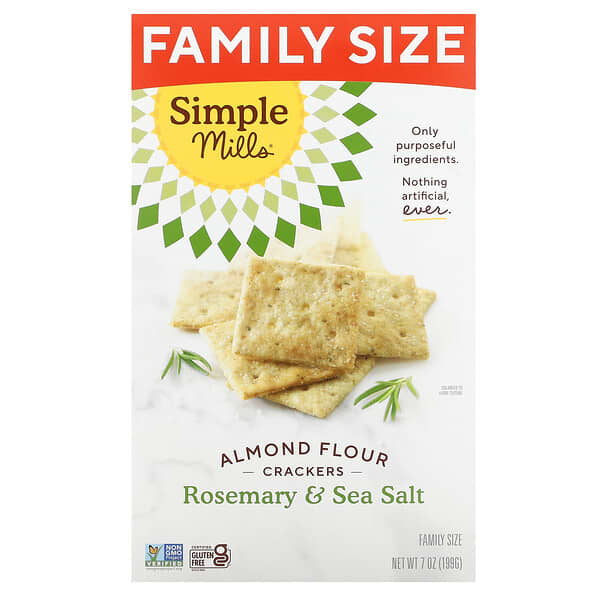 Simple Mills, Almond Flour Crackers, Rosemary & Sea Salt, Family Size ...