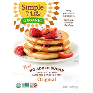 Simple Mills, Organic Chestnut Flour Pancake & Waffle Mix, Original, No Added Sugar, 10 oz (283 g)