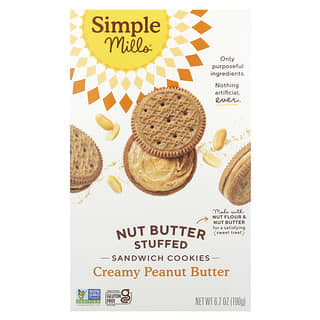 Simple Mills, Nut Butter Stuffed Sandwich Cookies, Creamy Peanut Butter, 6.7 oz (190 g)